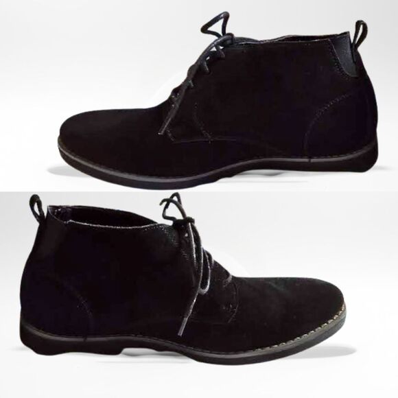 Bruno Marc Ankle Boots Suede Leather Black Lace Up Dress Shoes Chukka Men's 10 - Picture 4 of 8